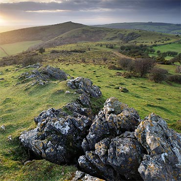 "Crooked Perch" large greeting card featuring a view towards Crook Peak on the Mendip Hills, Somerset.
