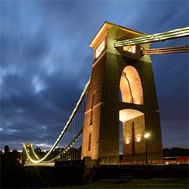 "Capital A" large greeting card featuring Clifton Suspension Bridge, Bristol.